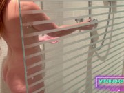 I spied on my wife rubbing her puffy pussy under the shower and shared it with Wifebucket 16/16