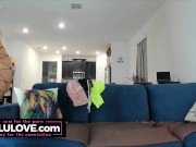 Big boobs babe trying on sexy lingerie & stockings & bodysuits after recording podcast episode, ends twerking - Lelu Love 12/16