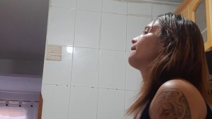 Caressing myself with my new girlfriend and giving us sex, my girlfriend undresses me and licks my p