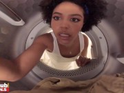 Desperately horny Latina Ebony girls pussy is dripping with juices for her Housemates big black cock