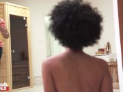 Desperately horny Latina Ebony girls pussy is dripping with juices for her Housemates big black cock 2/16