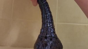 Taming the Dragon's Tail: First Time Hilting a 12" Ribbed Dildo, Part 4