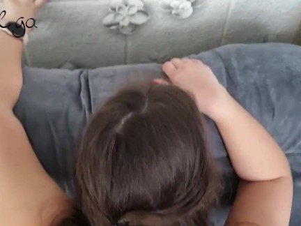 I helped the guy calm down with my sweet mouth and juicy pussy. He cum twice