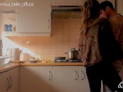 Kitchen make out with stepsister, kissing & fingering - sensual teasing moments 14/16