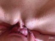 CLOSE UP slurping wet cunnilingus licking perfect delicious pussy and swollen clit cuming all over t 4/16