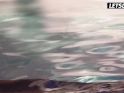 Carolina Abril & Penelope Cross Lesbian Action By The Pool - LETSDOEIT 12/16