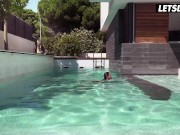 Carolina Abril & Penelope Cross Lesbian Action By The Pool - LETSDOEIT 3/16