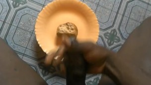 YUMMY😋😋BUSTING A HUGE CUM ON MY CAKE BEFORE EATING IT ALL