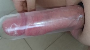 Beautiful Shemale. Big Dick 19cm. penis pump