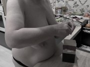 With big natural saggy tits, mature housewife bbw milf cooking in the kitchen. 5/16