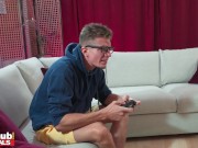 Free-Use hot blonde Teen Gamer-Girl plays PS5 gets her slim natural body fucked to orgasm and tight pussy filled up with cum 1/16