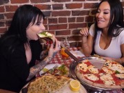 Big Tit Milf Asa Akira and Goth Best Friend Joanna Angel Give History Lesson on Pizza 9/16