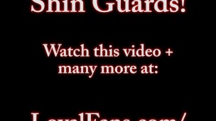 Testicle Kicking in Shin Guards, Sexy Femdom Ballbusting in USA Football Outfit, Knee High Socks