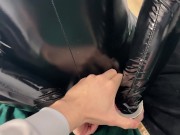 Girl in leather do blowjob and have sex while cuffed 12/16