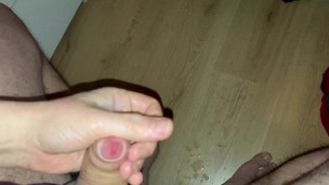 Spitting on my Hard Uncut Cock and Jerking off Twice