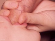 Close up milking mouth gets huge cumshot! Girl milking cock in mouth and enjoy dripping cum play 9/16