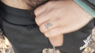 Show off destroyed dick from too much jerking + cumming bouncing cock public