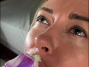 Milf showed a lesson in juicy and deep blowjob with fake sperm 6/16