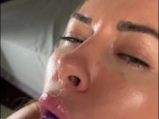 Milf showed a lesson in juicy and deep blowjob with fake sperm 8/16