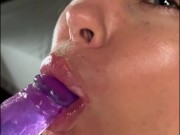 Milf showed a lesson in juicy and deep blowjob with fake sperm 9/16