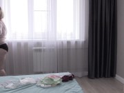 Mature bbw milf tries on panties and shakes her big natural saggy tits. 6/16