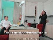 ⚡︎ Fucked Boss's Wife in Threesome ⚡︎ Luna Roulette Cheat and Swallow Cum when Husband Talk on Phone 5/16