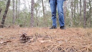 undressing in the woods