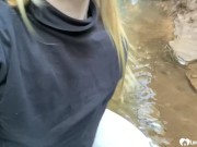 Girlfriend fucked and sucking cock in the woods 14/16