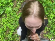 Girlfriend fucked and sucking cock in the woods 3/16
