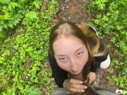 Girlfriend fucked and sucking cock in the woods 4/16