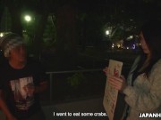 Japanese hitchhiker Ako Nishino blows a stranger's dick in the car uncensored. 2/16