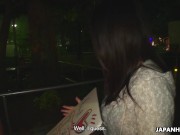 Japanese hitchhiker Ako Nishino blows a stranger's dick in the car uncensored. 4/16