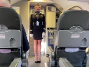 Married newcomer stewardess fuck with both pilots during flight (DP) 1/16