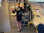Married newcomer stewardess fuck with both pilots during flight (DP) 4/16