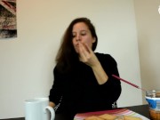 Her sexy long toes dipped in nougat creme (POV foot worship, czech soles, foot POV, long toes soles)