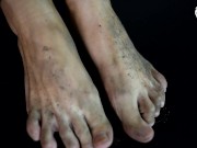 Dirty feet from barefoot walking (POV dirty feet, dirty bare feet, foot goddess, sexy soles toes) 10/16