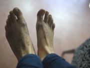 Dirty feet from barefoot walking (POV dirty feet, dirty bare feet, foot goddess, sexy soles toes) 5/16