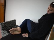 Dirty feet from barefoot walking (POV dirty feet, dirty bare feet, foot goddess, sexy soles toes) 6/16