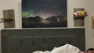 I'm in my boyfriend's bedroom, I take off my shirt and he kisses my neck and fucks my