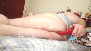 Sissy Submissive Femboy rides Red Dildo Anal Edging