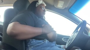 Got horny so i played with my tits while driving