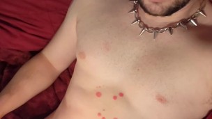Moaning as i pour Hot red candle wax all over my body