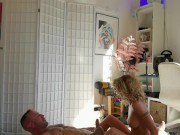 HOMEMADE sex. My blonde neighbor is an expert at RIDING my cock and giving me BLOWJOBS 16/16