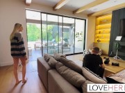 Vince resumes sucking Amber's toes as he moves his hips. Moans and panting reverberate around the room, making the scene even 1/16