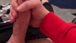 Jacking off at home close up.