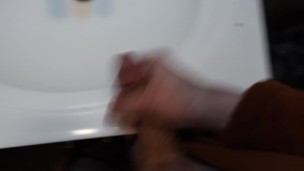 Massive Morning Nut from a Big Cock at the Sink (BWC Jerking Off)