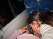 I suck an unknown passenger on a real bus and he cums in my mouth 3/16