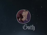 Goth girl gives messy cock worship blowjob with black lipstick 1/16