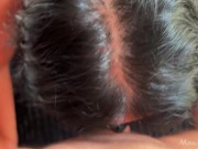 Curly brunette swallow CUM after sloppy SUCKing 5/16