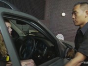 Rather than take the ticket, the blonde bimbo would much rather let the cop pummel her and let her go. 1/16